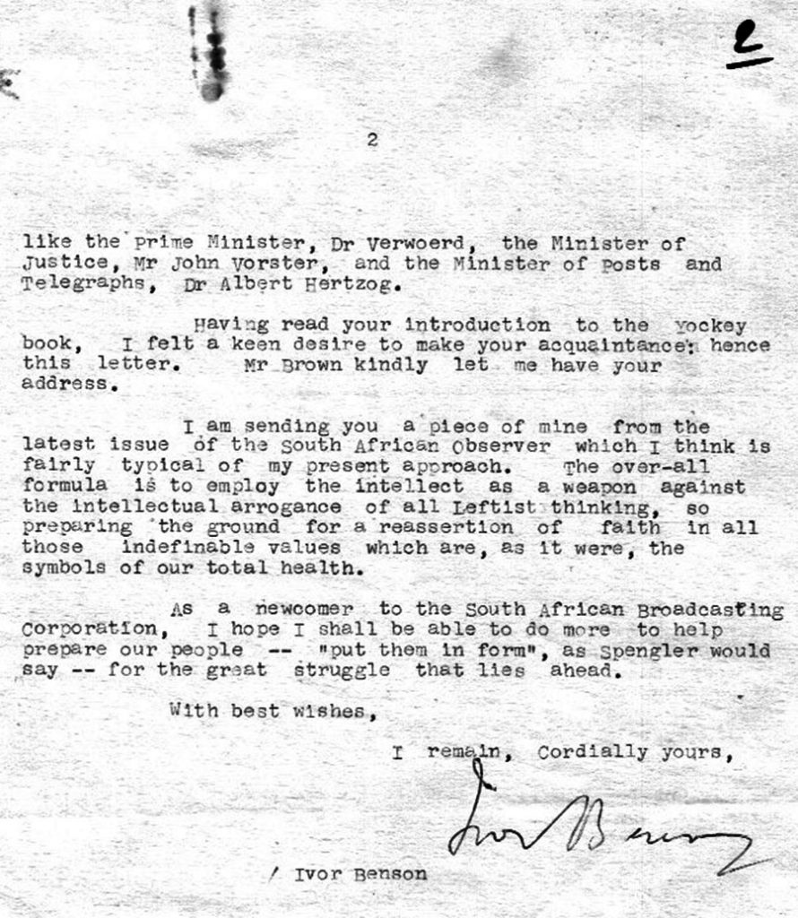 Ivor Benson The Library of Willis A. Carto